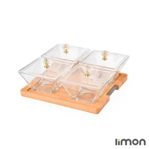 اردور خوری مربع دربدار 4 خانه پایه چوبی 2243