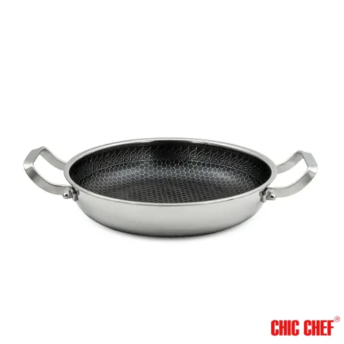 تابه استیل کربنی CC8163-26 دو دسته چیک چف