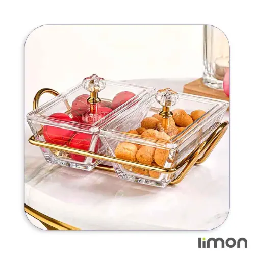 اردورخوری شیشه ای لیمون مستطیل 2 خانه 2103