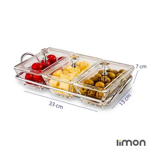 اردور خوری شیشه ای 3 خانه لیمون کد 2104