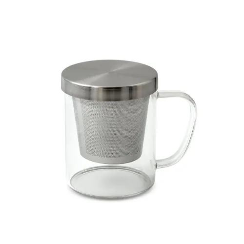 دمنوش درب استیل و داخل استیل دسته دار 400 میلی لیتر وارداتی