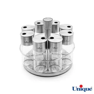 ست جا ادویه ادویه 8 عددی استیل یونیک مدل استند گرد UN-1622