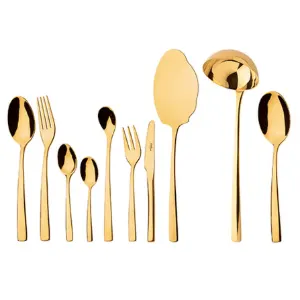 تصویر برای دسته  سرویس قاشق چنگال طلایی